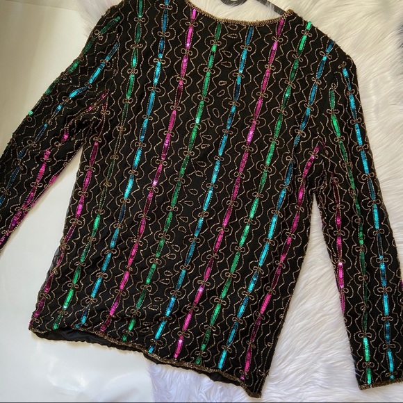 Tiffany’s Closet SILK Multicolor Sequin Blazer - Picture 4 of 8